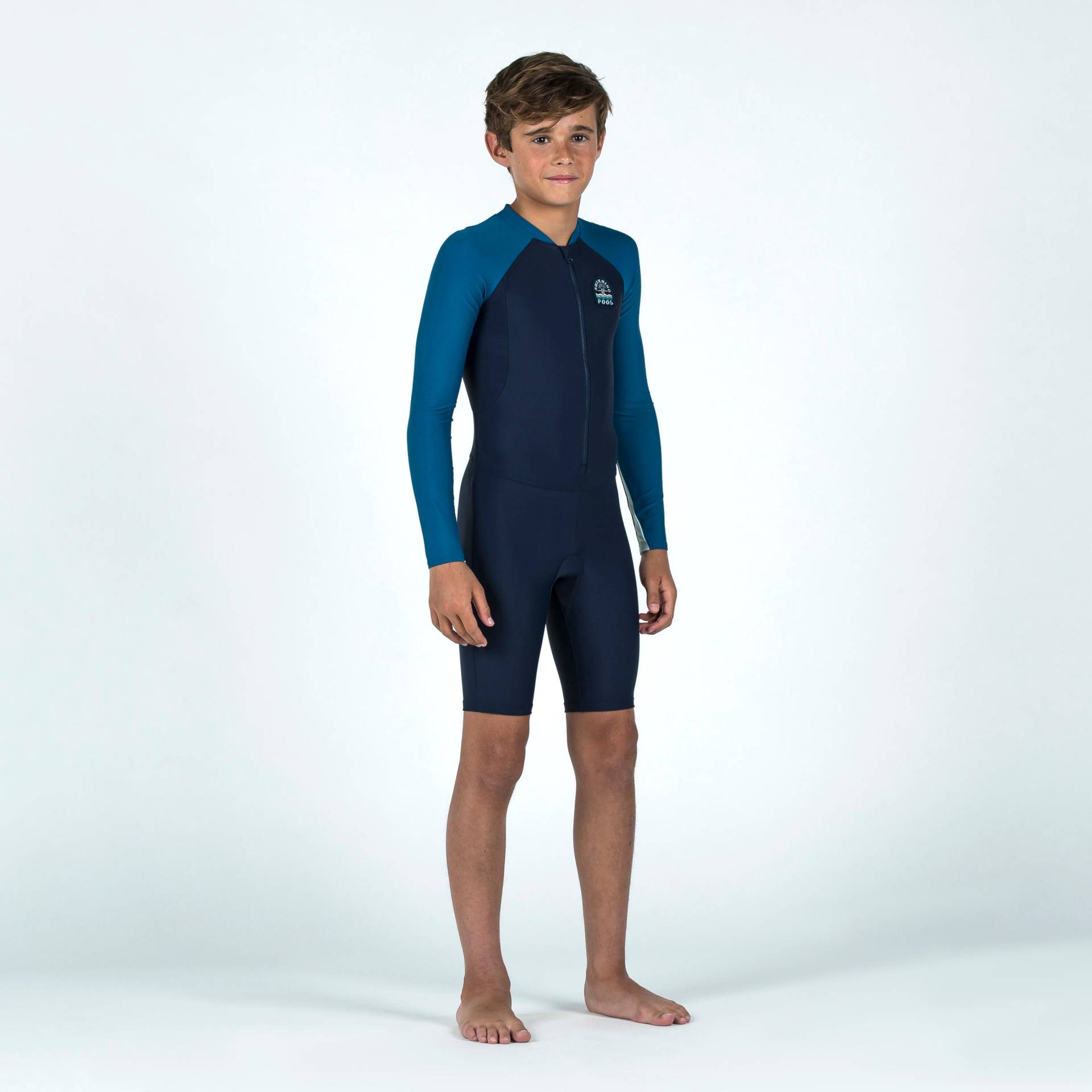 Schwimmanzug Shorty langarm Jungen - 100 blau von NABAIJI