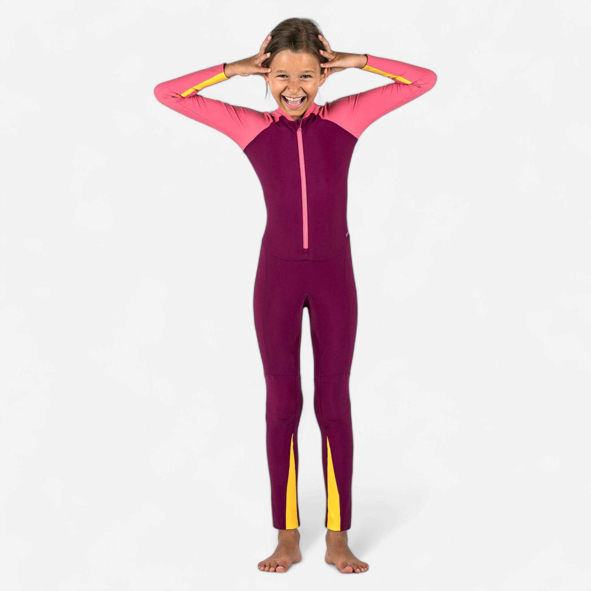 Schwimmanzug langarm Mädchen UV-Schutz - Combiswim 100 rosa/lila Schwimmanzug langarm Mädchen UV-Schutz - Combiswim 100 rosa/lila von NABAIJI