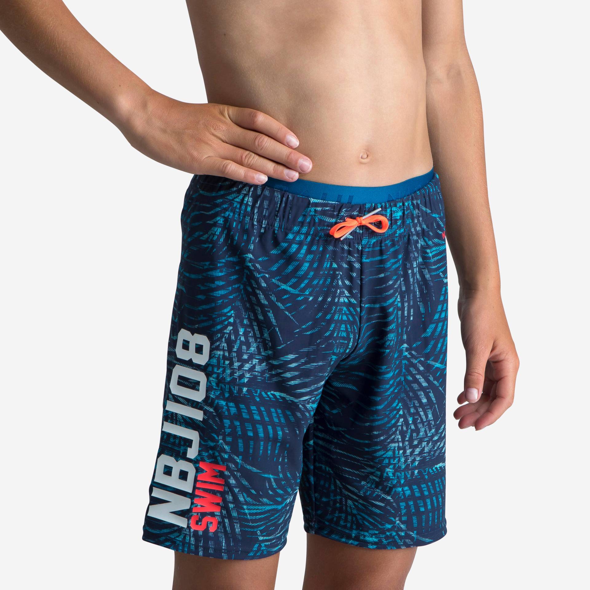 Schwimmshorts - 100 Long All Palm Jungen blau von NABAIJI