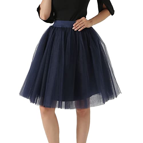 NAFING Tüllrock Blau, Tüll Rock, Tüllrock Fasching Damen, Tüllrock Damen - Tütü Rock Retro Ballett Rock 50er Rockabilly Petticoat Hohe Taille Tanzrock Midi Rock Karneval Kostüm Party Outfit Unterrock von NAFING