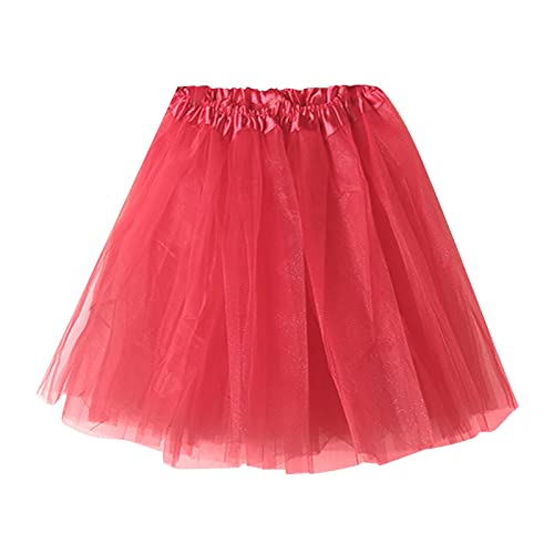 NAFING Tüllrock Rot, Tüllrock Damen, Tutu Damen, Tüllrock Damen - Tütü Rock 50er Rockabilly Ballett Rock Retro Tanzrock Hohe Taille Petticoat Unterrock Karneval Kostüm Party Outfit Midi Rock von NAFING