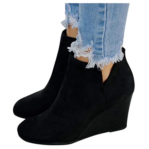 NAFING Western Boots Damen, Stiefeletten Damen Absatz Halbstiefel Westernstiefel Winterstiefel Bequemer Schlupfschuhe Damenstiefel Wildleder Stiefel Elegant Ankle Boots Kurzstiefel von NAFING