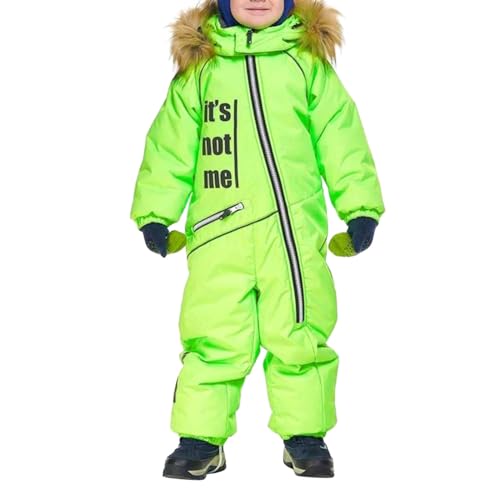 Skioverall Jungen Mädchen Schneeanzug Winddicht Wasserdicht Schneeoverall Warm Atmungsaktiv Skianzug mit Pelzkragen Kapuze Kinder Schnee Outfit Skifahren Bekleidung von NAFING