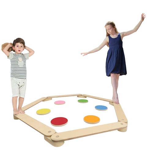 NAIZY Balance Board Kinder mit 6 Balanciersteine Holz Schwebebalken Indoor Spielgeräte Set 12 tlg. Balancierbalken für Kinder Koordination und Stabilität NAIZY Balance Board Kinder mit 6 Balanciersteine Holz Schwebebalken Indoor Spielgeräte Set 12 tlg. Balancierbalken für Kinder Koordination und Stabilität von NAIZY