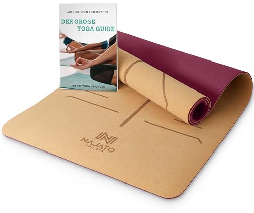 NAJATO Sports Yogamatte Kork – Rutschfeste Yoga Matte mit Tragegurt & E-Book (PDF Datei) – Trainingsmatte 183 x 65 x 0,6 cm – Nachhaltige Gymnastikmatte NAJATO Sports Yogamatte Kork – Rutschfeste Yoga Matte mit Tragegurt & E-Book (PDF Datei) – Trainingsmatte 183 x 65 x 0,6 cm – Nachhaltige Gymnastikmatte von NAJATO