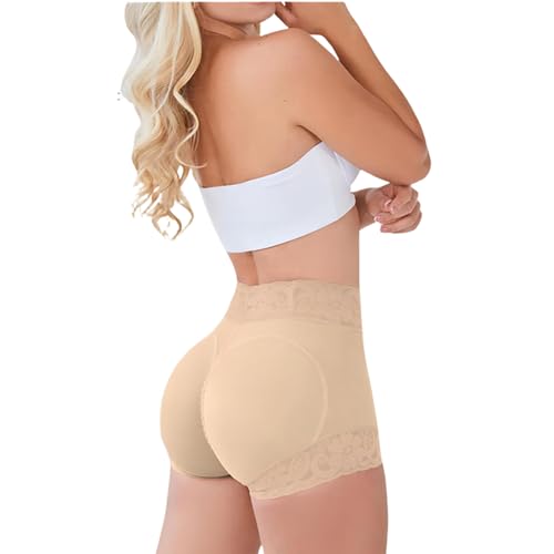 Curvy Fajas Calzoncillos für Damen, Faja Tummy Control Butt Lifting Shorts, Curvy Fajas Panty (Medium,Apricot) von NAKEAH