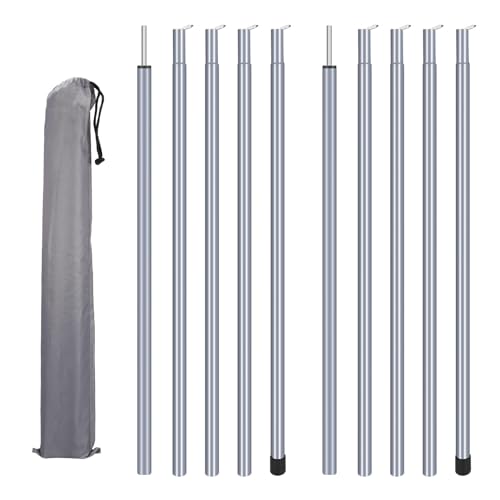 NAKIHOUSE Zeltstangen Teleskopstange Verstellbare Zeltstangen Edelstahl Camping Stangen Zeltstangen-Ersatz 43-200 cm 2 Sätze mit Aufbewahrungstasche für Zelt Tarp Markise Sonnensegel, Silber NAKIHOUSE Zeltstangen Teleskopstange Verstellbare Zeltstangen Edelstahl Camping Stangen Zeltstangen-Ersatz 43-200 cm 2 Sätze mit Aufbewahrungstasche für Zelt Tarp Markise Sonnensegel, Silber von NAKIHOUSE