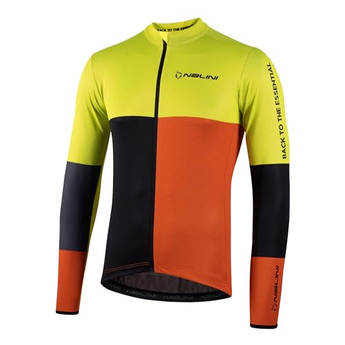 NALINI 03220301100C000.10 New LS Coffee Jersey Herren Sweatshirt SCHWARZ/ORANGE Neongelb L von Nalini