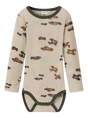 NAME IT Baby - Jungen Nmmwang Wool Needle Ls Body Noos Xxiii, Moonbeam/AOP:Aop, 86 NAME IT Baby - Jungen Nmmwang Wool Needle Ls Body Noos Xxiii, Moonbeam/AOP:Aop, 86 von NAME IT
