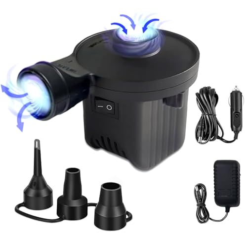 Elektrische Luftpumpe für Luftmatratze, Luftpumpe Luftmatratze 2 in 1, Elektrische Pumpe Enhanced, mit 3 Luftdüse, Pumpe Luftmatratze für Hausgebrauch und Auto, Perfekt für Outdoor-Camping(Schwarz) von NAMIS