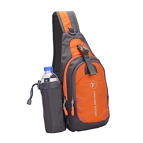 NAMOARLY Verschleißfester Wasserdichter Sling Rucksack Schultertasche Und Brusttasche Mit Abnehmbarem Wasserflaschenhalter Für Wanderungen Und Reisen Orange von NAMOARLY