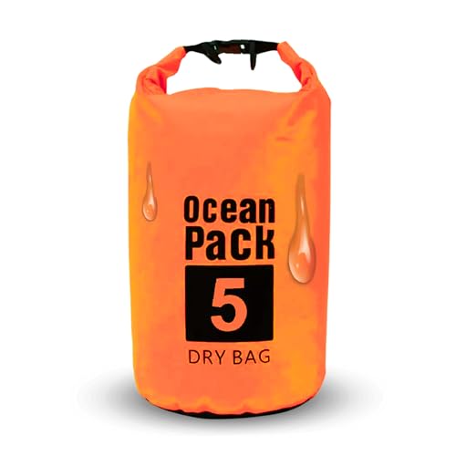 NARAMAKI Wasserdichte Tasche für Meer & Pool, 5 l, Orange, Wasserdichte Tasche mit Kordelzug (ohne Schultergurt) von NARAMAKI
