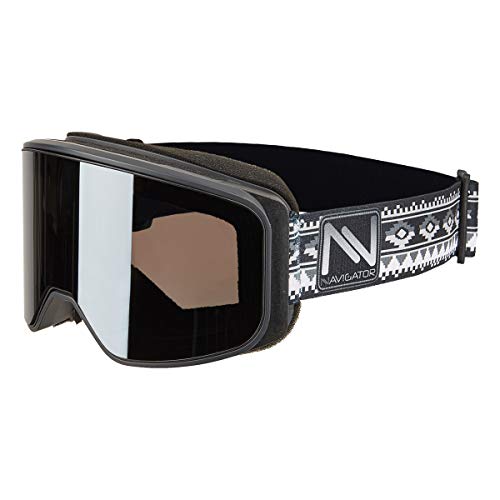 NAVIGATOR POWDER Skibrille/Snowboardbrille, nahezu rahmenlos, Doppellinse, AntiFog Beschichtung, UVA Schutz, Wintersport Brille m. verspiegelten Gläsern, für Skihelme geeignet, div. Farben (GRAU) von NAVIGATOR