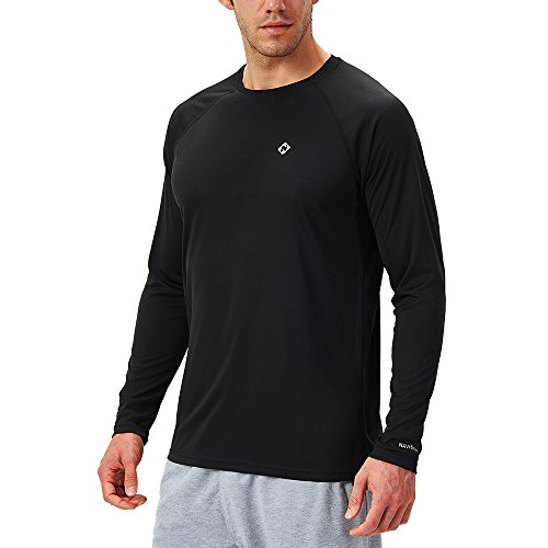 NAVISKIN Herren Raglan-Langarmshirt UPF 50+ atmungsaktives Outdoor-Shirt Skincare T-Shirt Schwarz Größe XL von NAVISKIN