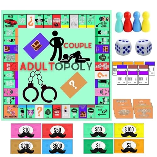 NBGPPDW Adultopoly-Brettspiel, Couple Board Game，Paarspiele für Erwachsene, Schlafzimmerspiele für Paare, Adultopoly-Brettspiel für Paare, Beziehungskartenspiel, Schlafzimmerspiele von NBGPPDW