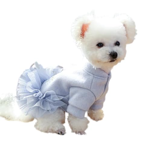 NBHDWF Kleidung 1Pc Pet Clothing Hund Herbst Und Winter Verdickte Blaue Kleid Mit Kordelschnalle Für Kleine Mittelgroße Hunde-Blau-XL von NBHDWF