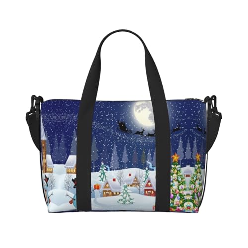 Handreisetasche mit Weihnachtsdruck, groß, faltbar, Reisetasche, Sporttasche, Turnbeutel für Damen, Schwarz , Einheitsgröße von NBSNGSLS