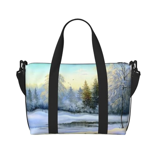 Schöne Winter-Handreisetasche, groß, faltbar, Reisetasche, Sporttasche, Turnbeutel für Damen, Schwarz , Einheitsgröße von NBSNGSLS