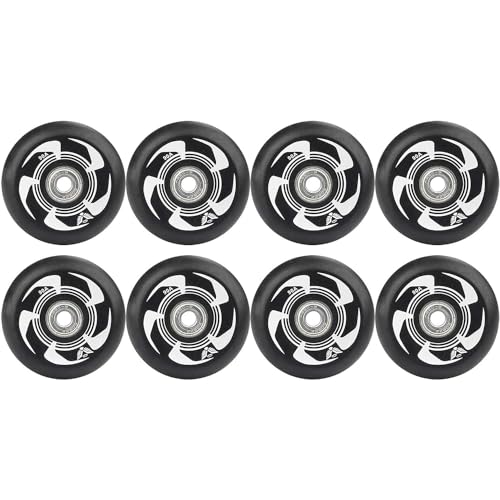 NBTRXWAFR Inlineskate-Rollen Rollschuh-Bremsrad Mit ABEC-9-Kugellagern, 72 Mm, 76 Mm, 80 Mm, 90 A, Hockey 8 Stück,Schwarz,76mm von NBTRXWAFR