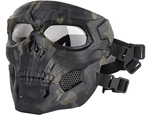 NC Taktische Luftgewehr Verstellbare Schädel Vollgesichtsmaske Mit Brille Geeignet Für CS Paintball Spiel Halloween Rollenspiel Kostüm Party Taktische Maske NC Taktische Luftgewehr Verstellbare Schädel Vollgesichtsmaske Mit Brille Geeignet Für CS Paintball Spiel Halloween Rollenspiel Kostüm Party Taktische Maske von NC