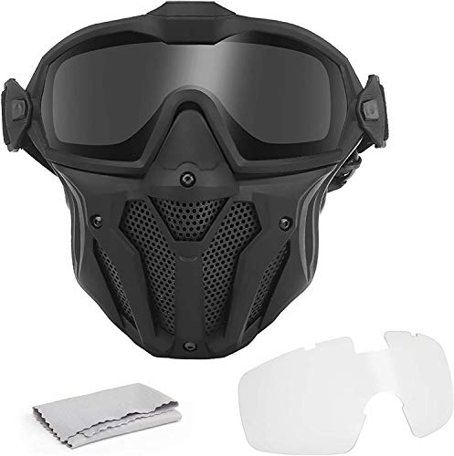 NC Vollgesichts-Paintball-Maske Mit Abnehmbarer Schutzbrille/Anti-Fog-Lüfter-System, Für Air Gun Paintball-Jagdspiele, CS-Motorräder Usw. von NC