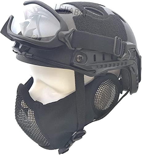 PJ Tactical Quick Helm Und Gehörschutz Faltbares Doppelgurt-Halbgesichts-Mesh-Masken- Und -Schutzbrillen-Kombi-Set PJ Tactical Quick Helm Und Gehörschutz Faltbares Doppelgurt-Halbgesichts-Mesh-Masken- Und -Schutzbrillen-Kombi-Set von NC