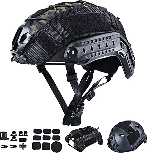 Taktischer Air Gun Paintball PJ Fast Helm Mit Helmüberzug, Mit Seitenschienen Und NVG-Halterung, Verwendet Für Outdoor-Sport-Jagd- Und Schießschutzausrüstung, 22''-26'' Taktischer Air Gun Paintball PJ Fast Helm Mit Helmüberzug, Mit Seitenschienen Und NVG-Halterung, Verwendet Für Outdoor-Sport-Jagd- Und Schießschutzausrüstung, 22''-26'' von NC