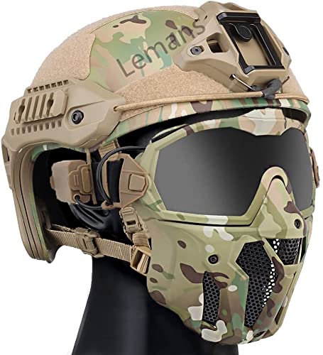 Taktischer schneller Helm, Verstellbarer ABS-Helm Mit Seitenschienen Und NVG-Halterung/Mit Abnehmbarer Anti-Fog-Brille Mini-Auspufflüfterersatzlinse Vollgesichtsmaske Taktischer schneller Helm, Verstellbarer ABS-Helm Mit Seitenschienen Und NVG-Halterung/Mit Abnehmbarer Anti-Fog-Brille Mini-Auspufflüfterersatzlinse Vollgesichtsmaske von NC