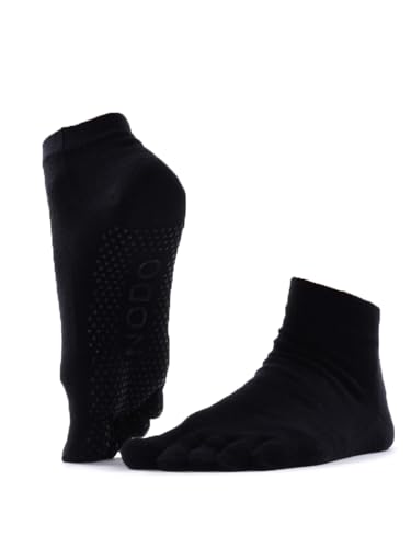 NODO Yogasocken für Damen - Schwarze Sportsocken aus 85% Baumwolle für Yoga und Pilates, Rutschfest, Schmal Geschnitten - ABS Stoppersocken für damen - 39-42 - OEKO-TEX zertifiziert von ND NODO