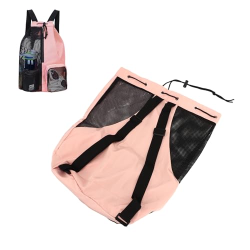 NDNCZDHC Mesh Beach Rucksack Schwarz Mesh Kordel Zug Rucksack mit verstellbarem Schulter Gurt, Durchsichtige Netz Tasche zum Schwimmen, Athletic Gym, 48xcm (Pink) von NDNCZDHC