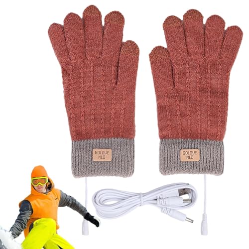 Elektrische Heizhandschuhe, kaltes Wetter, beheizte Tipp-Touchscreen-Handschuhe, Winter-Handwärmerhandschuhe mit Strickwolle, Winter-Thermohandschuhe für Damen, Kinder von NEECS