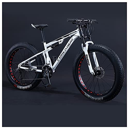 NENGGE Mountainbike Fatbike 26 Zoll Mountainbike, 7/21/24/27/30 Gang-Schaltung Erwachsene Fette Reifen Fahrrad, Rahmen Kohlenstoffstahl, Herren Damen Vollfederung Bike,White Spoke,27 Speed NENGGE Mountainbike Fatbike 26 Zoll Mountainbike, 7/21/24/27/30 Gang-Schaltung Erwachsene Fette Reifen Fahrrad, Rahmen Kohlenstoffstahl, Herren Damen Vollfederung Bike,White Spoke,27 Speed von NENGGE