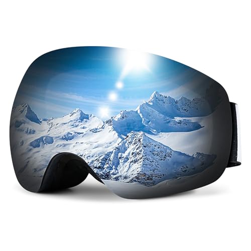 NENKI Skibrille Herren, Anti-Fog & UV 400 rahmenlose Skibrille Damen, geeignet für Skihelm, OTG Skiboardbrille, Silber NENKI Skibrille Herren, Anti-Fog & UV 400 rahmenlose Skibrille Damen, geeignet für Skihelm, OTG Skiboardbrille, Silber von NENKI