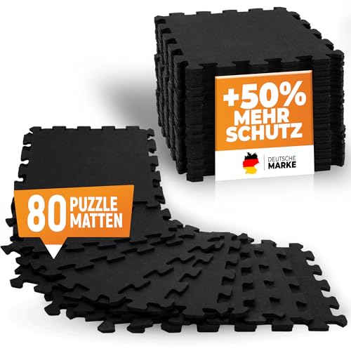 NEOLYMP Bodenschutzmatte Fitness 10 x 8 Stück (80 Matten), extra Dicker und robuster Naturkautschuk - Puzzlematte Fitness, Gymnastikmatte, Sportmatte, Fitnessmatte von NEOLYMP