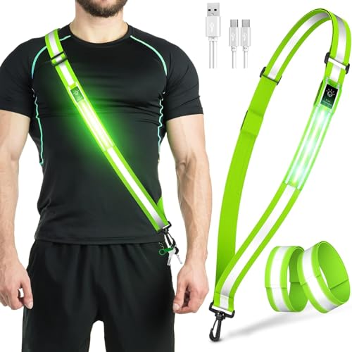 Lauflicht Joggen mit Reflektoren Gürtel,LED Lauflampe USB Aufladbar Verstellbar Nacht Sicherheitslicht Laufgürtel,LED Reflector Belt with Bracelet für Joggen Laufen Running Hundewandern Outdoor Sports Lauflicht Joggen mit Reflektoren Gürtel,LED Lauflampe USB Aufladbar Verstellbar Nacht Sicherheitslicht Laufgürtel,LED Reflector Belt with Bracelet für Joggen Laufen Running Hundewandern Outdoor Sports von NEOVSUNY
