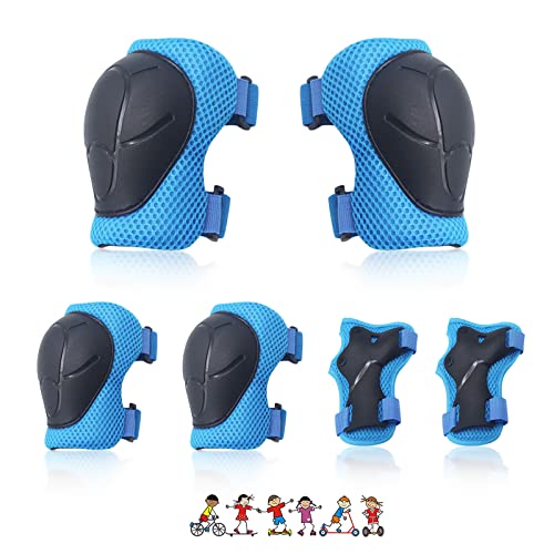 NEOVSUNY Knieschoner Kinder, Inliner Schoner Kinder Protektoren Set 3-8 Jahre, Kinder Schützer Verstellbar Knieschoner Schutzausrüstung für Skateboard Roller Skaten Ski Fahren Outdoor Sport von NEOVSUNY