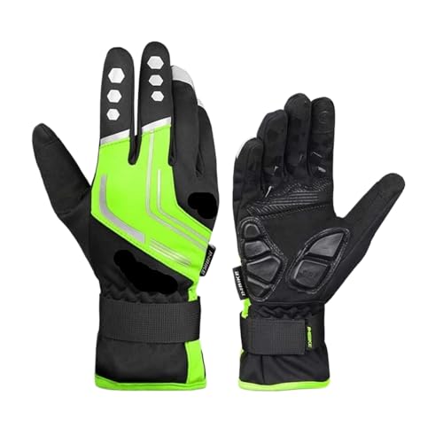 NESPIQ Fahrradhandschuhe Handschuh MTB Fahrrad Winddicht Thermisch stoßfest Vollfinger Sport Rennrad Handschuhe Radsporthandschuhe(Grün,L) von NESPIQ