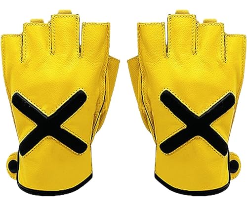 NESPIQ Fahrradhandschuhe Handschuhe Fahren Radfahren Motorrad Halbfingerhandschuhe Retro Fingerlose Fahrerhandschuhe Radsporthandschuhe(Yellow,L) von NESPIQ