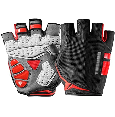 NESPIQ Fahrradhandschuhe Silikon Kurzfinger schockabsorbierende atmungsaktive Mountainbike Handschuhe Straße Radsporthandschuhe(Rood,L) von NESPIQ