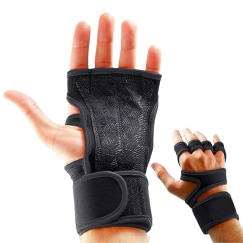 NESPIQ Fahrradhandschuhe Sporthandschuhe Mit Armbändern, Griffe for Gewichtheben, Fitnessstudio, Sporthandschuhe, Fahrradhandschuhe Radsporthandschuhe(Black,S) von NESPIQ