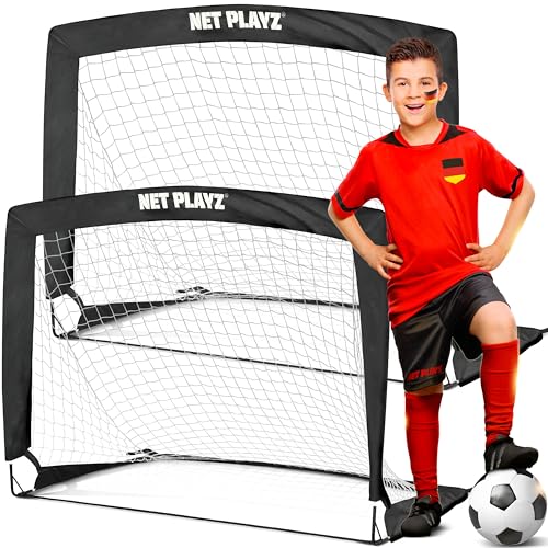 NET PLAYZ - 2er Set faltbar Fussball Tor mit verstärkten Glasfaserstangen - Fußballtor Pop Up für Garten oder Park - Fußballtor Set inkl. Tragetasche NET PLAYZ - 2er Set faltbar Fussball Tor mit verstärkten Glasfaserstangen - Fußballtor Pop Up für Garten oder Park - Fußballtor Set inkl. Tragetasche von NET PLAYZ