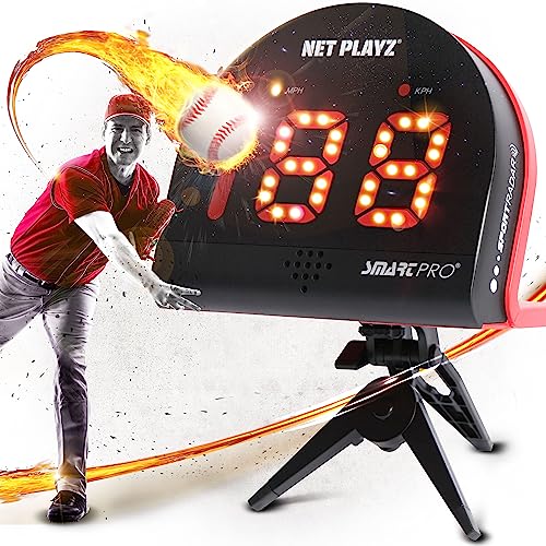 NET PLAYZ Baseball-Radar, Geschwindigkeitssensoren-Trainingsgeräte (Freihändige Radarpistolen, Pitching-Speed-Pistolen, Baseball-Geschenke, High-Tech-Gadget & Ausrüstung für Baseballspieler, Schwarz von NET PLAYZ