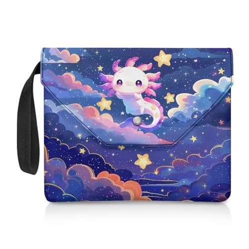 NETILGEN Axolotl Buchhülle, Buchhülle, Taschenbuch, Geldbörse für Buchliebhaber, mit Griffschlaufe, wiederverwendbar, 30 x 24 cm, für Jungen und Mädchen, Buchgeschenk, Axolotl Star Night NETILGEN Axolotl Buchhülle, Buchhülle, Taschenbuch, Geldbörse für Buchliebhaber, mit Griffschlaufe, wiederverwendbar, 30 x 24 cm, für Jungen und Mädchen, Buchgeschenk, Axolotl Star Night von NETILGEN