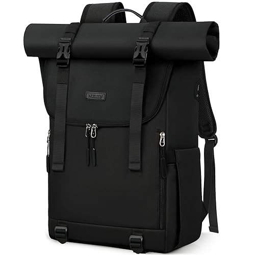 NEWHEY Rolltop Rucksack Herren Damen Wasserdicht Schulrucksack Groß Laptop Rucksack 17,3 Zoll Reiserucksack Daypacks für Uni Arbeit Reisen Freizeit Schwarz NEWHEY Rolltop Rucksack Herren Damen Wasserdicht Schulrucksack Groß Laptop Rucksack 17,3 Zoll Reiserucksack Daypacks für Uni Arbeit Reisen Freizeit Schwarz von NEWHEY