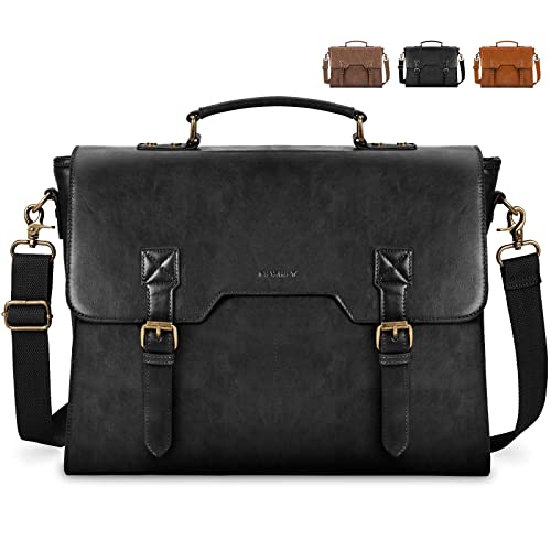 NEWHEY Umhängetasche Herren 15,6 Zoll Aktentasche Vintage Laptoptasche mit Gepolstertem Schultergurt Wasserdichte Messenger Bag Arbeitstasche für Geschäft Arbeit Schule Schwarz NEWHEY Umhängetasche Herren 15,6 Zoll Aktentasche Vintage Laptoptasche mit Gepolstertem Schultergurt Wasserdichte Messenger Bag Arbeitstasche für Geschäft Arbeit Schule Schwarz von NEWHEY