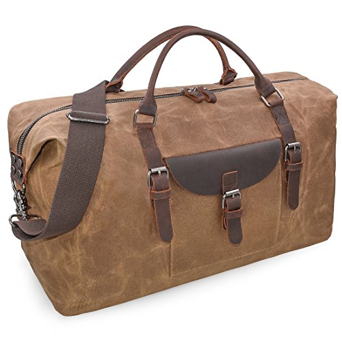 Reisetaschen Herren Leder Wasserdicht Canvas Weekender Tasche Großen Kapazität Reisetasche Unisex Vintage Handgepäck Bag Braun Reisetaschen Herren Leder Wasserdicht Canvas Weekender Tasche Großen Kapazität Reisetasche Unisex Vintage Handgepäck Bag Braun von NEWHEY