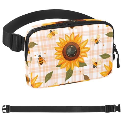 Cross-Body-Bauchtasche für Damen, wasserdichte Hüfttaschen, Bienen-Sonnenblumen-Crossbody-Tasche, Gürteltasche mit verstellbarem Riemen für Workout, Laufen, Reisen, Wandern, Mehrfarbig 1, von NEWzone