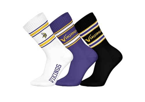 Minnesota Vikings 3pk Crew Socks - WHT/PUR/BLK - 43/46 von NFL