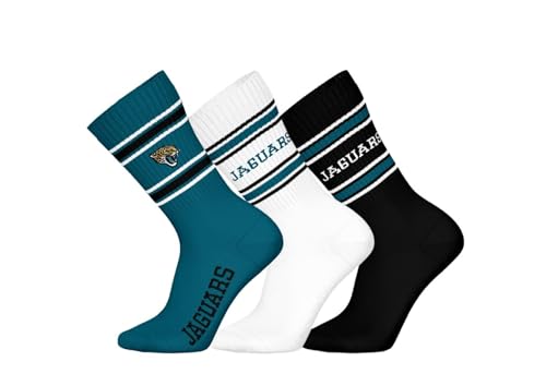 NFL Jacksonville Jaguars 3pk Crew Socks - TEL/WHT/BLK - 39/42 von NFL