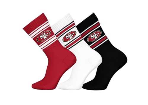 NFL SAN Francisco 49ERS 3pk Crew Socks - RED/WHT/BLK - 43/46 von NFL